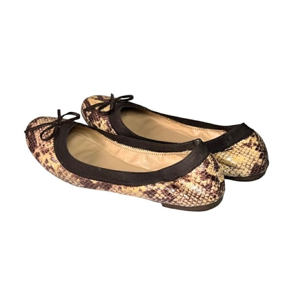 Report Brown Snake Print Leather Ballet Flats Women's Sz. 10 Animal Print - Picture 9 of 12